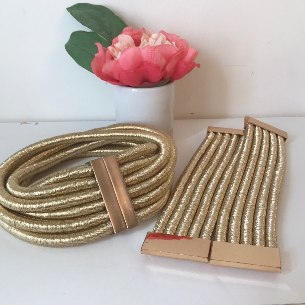 Gold Rope Necklace and Bracelet Set